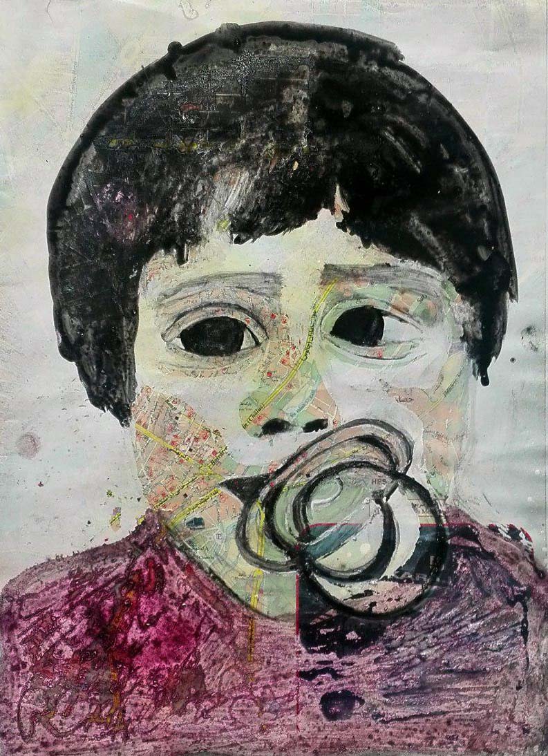 Arshin Agashteh, Untitled, 2017, Mixed media on paper, 25 x 35 cm