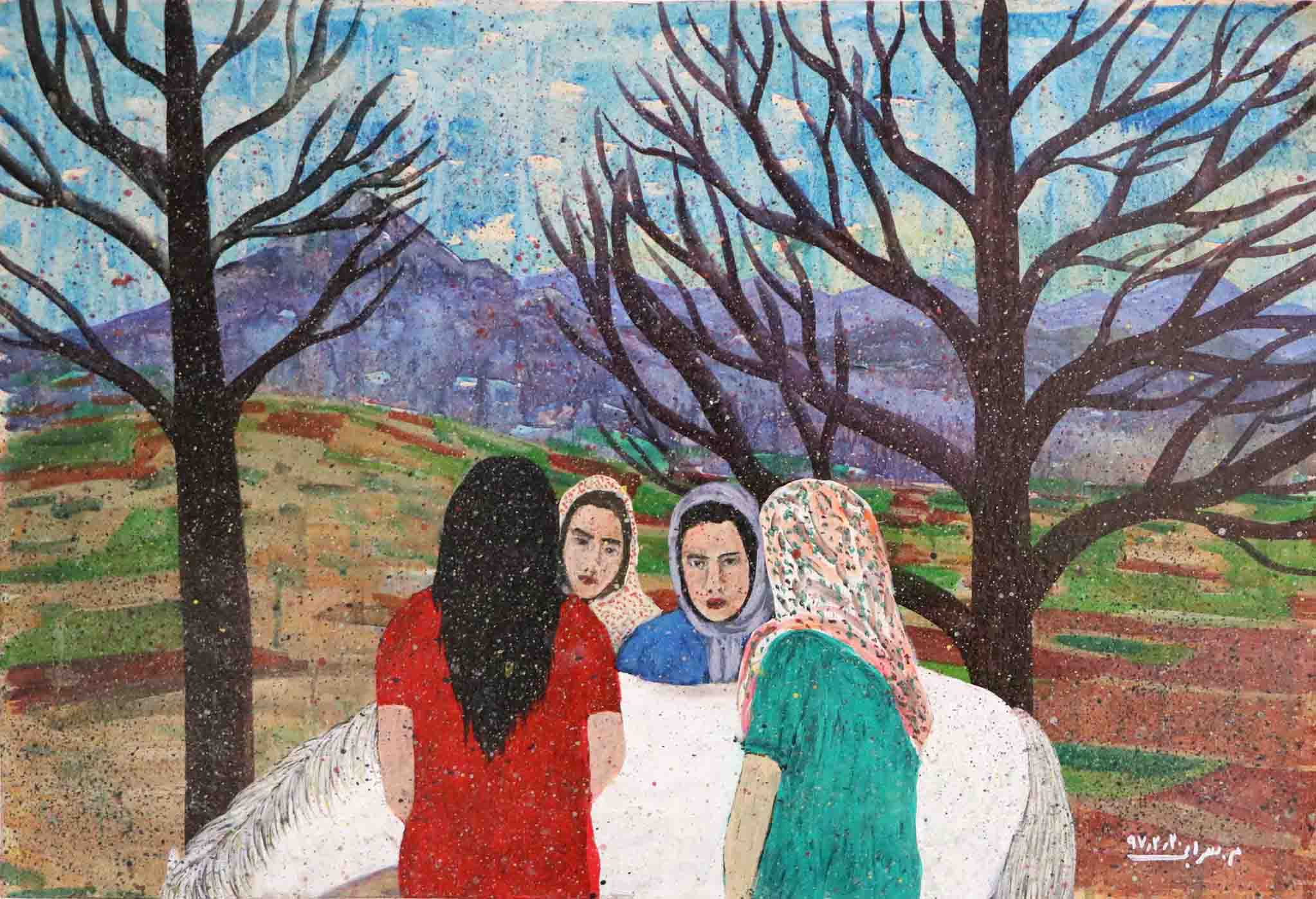 Mostafa Sarabi , Untitled , Acrylic On Matboard , 60.5 x 41 Cm