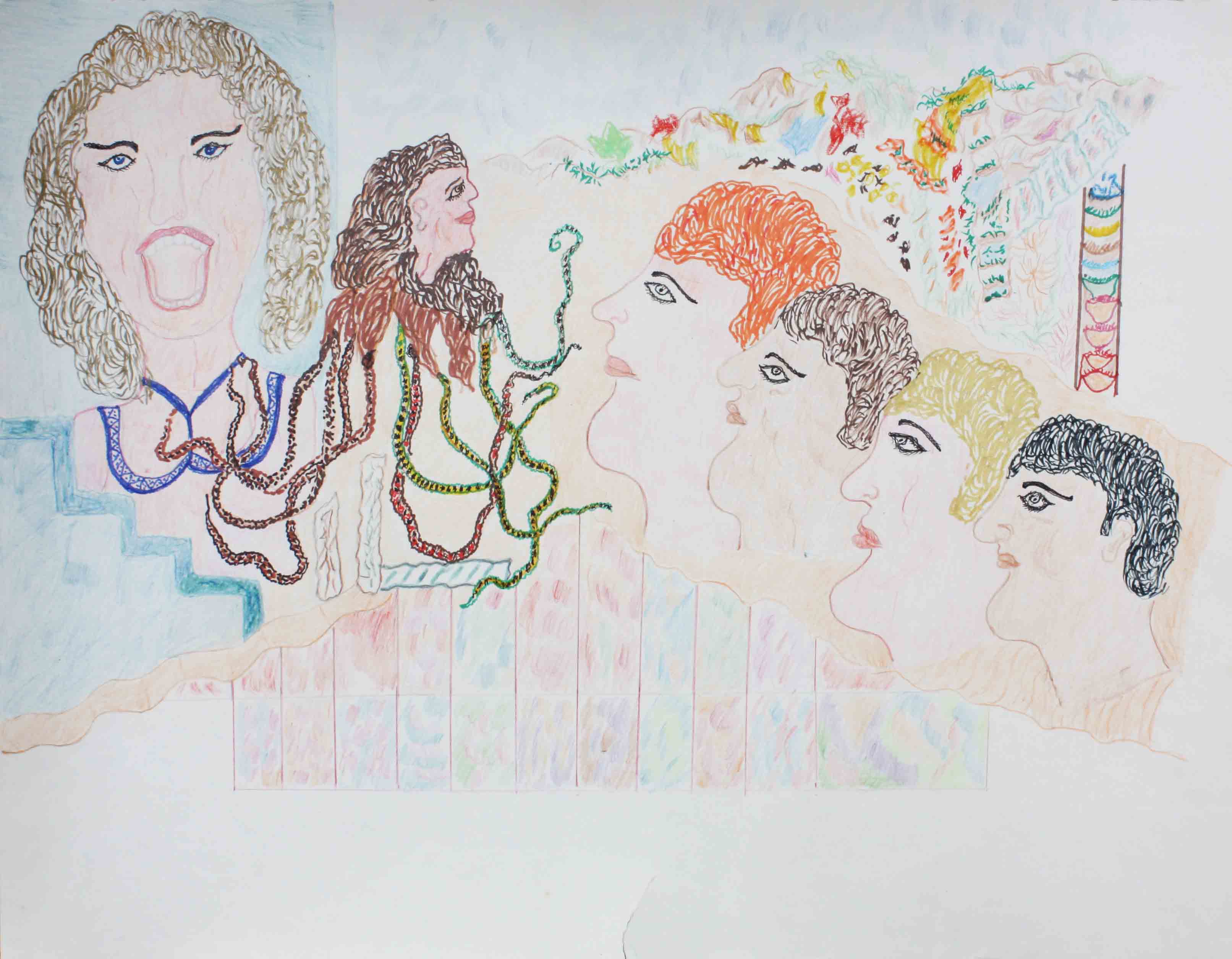 Reza Shafahi , Untitled , 2015 , Acrylic & Oil & Marker On Paper , 70 x 54 Cm