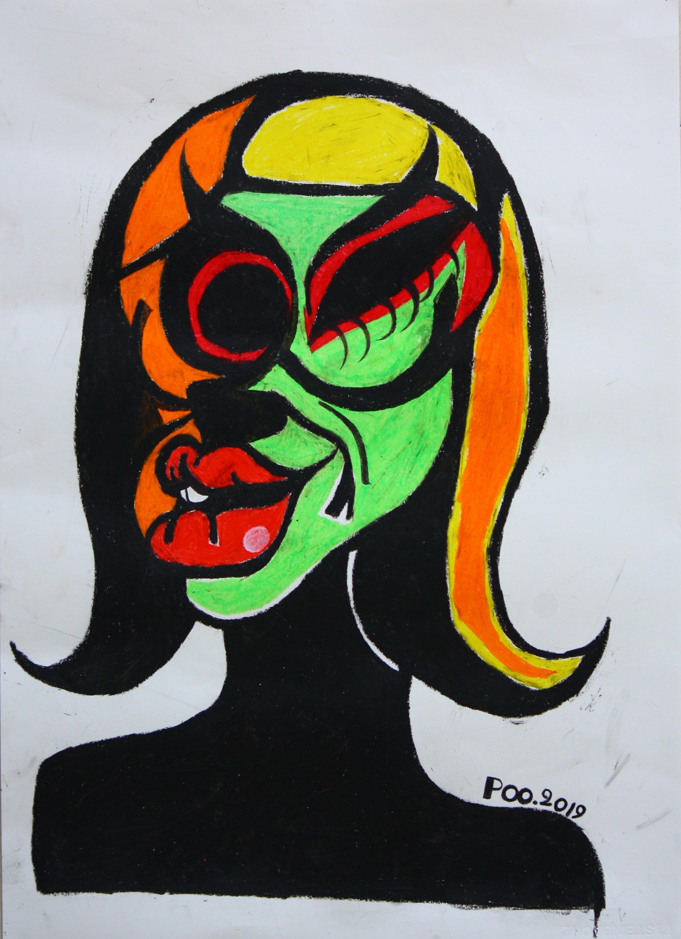 Poorang Pirataei , Untitled , 2019 , Oil pastel On Paper , 49 x 70 Cm