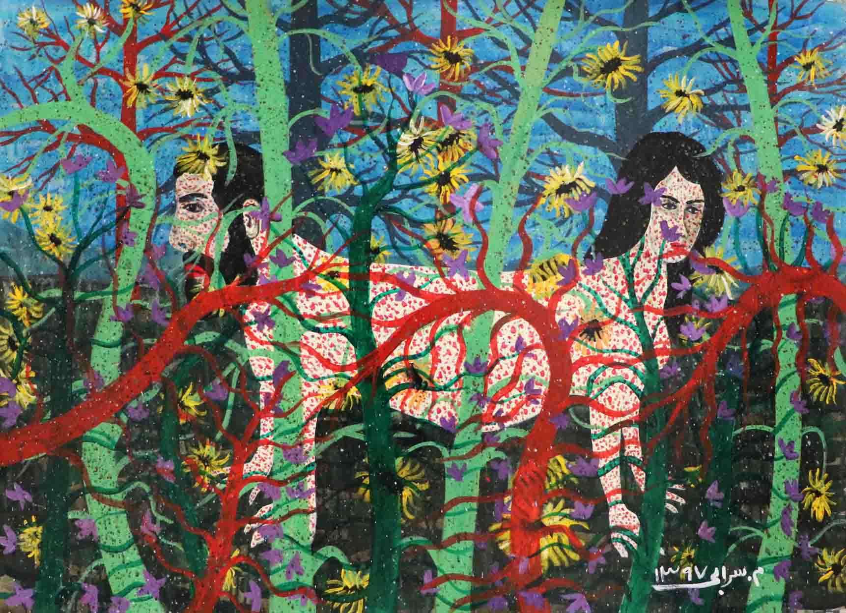 Mostafa Sarabi , Untitled , 2018 , Acrylic On Matboard , 110 x 84 Cm